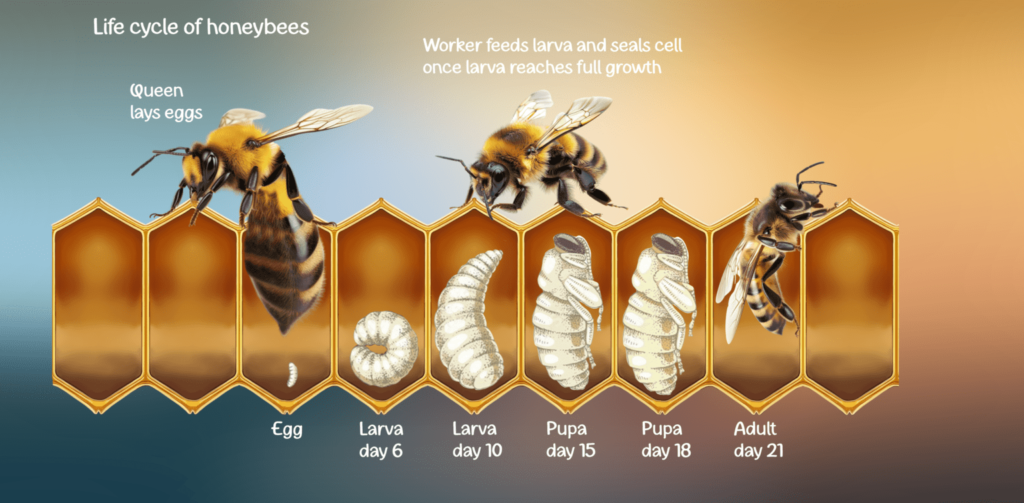 the stages of the honey bee life cycle 1536x754