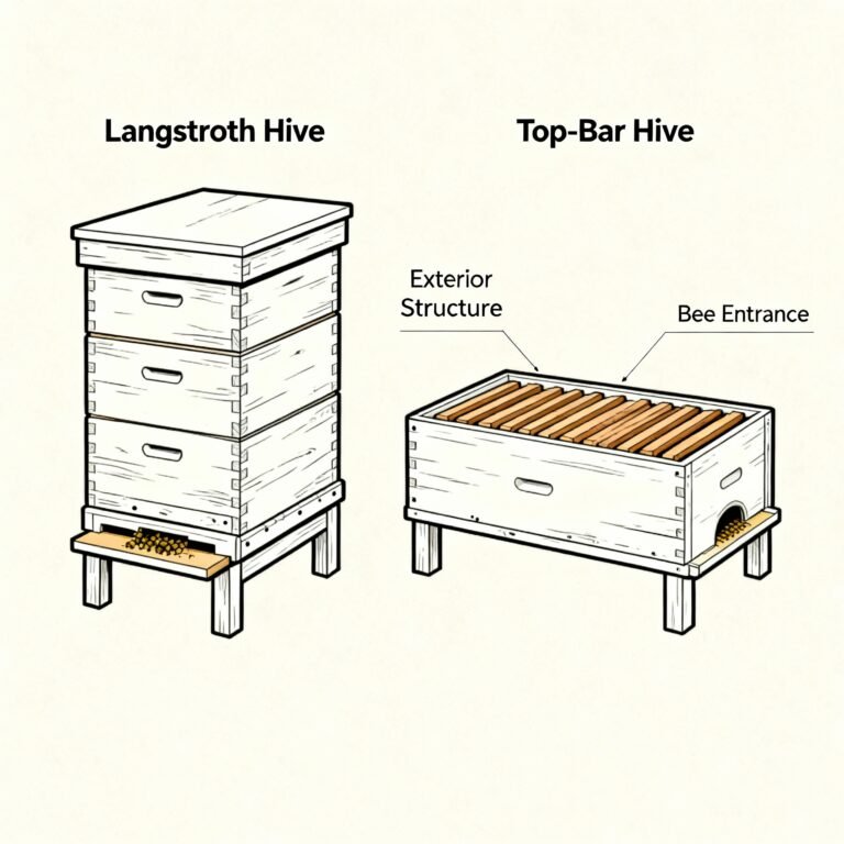 ai generated Langstroth and Top-Bar Beehives